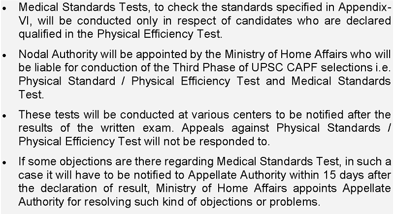 important points for  Physical Efficiency Test and Medical Standard Test
