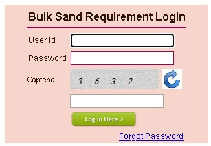 bulk sand order existing user login page