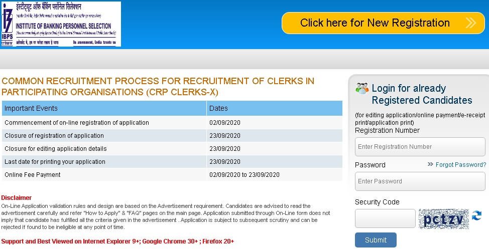 ibps clerk 2020 online application step 2