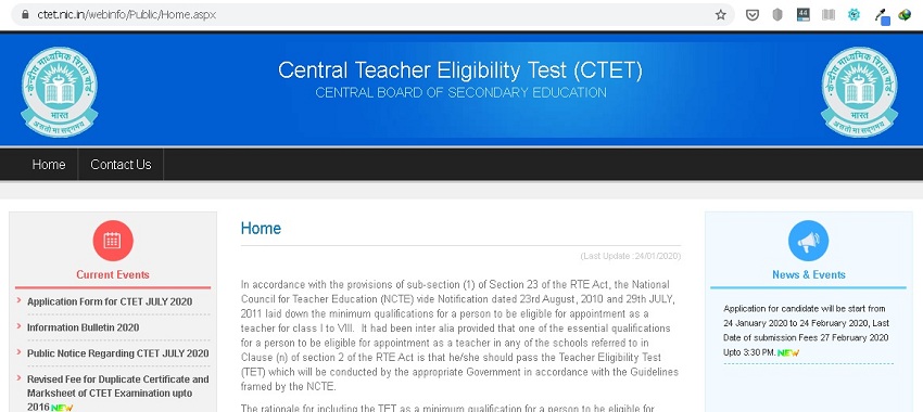 ctet july 2020 application process step 1